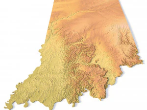 Indiana Topographic Map STL Model 3D Print Model