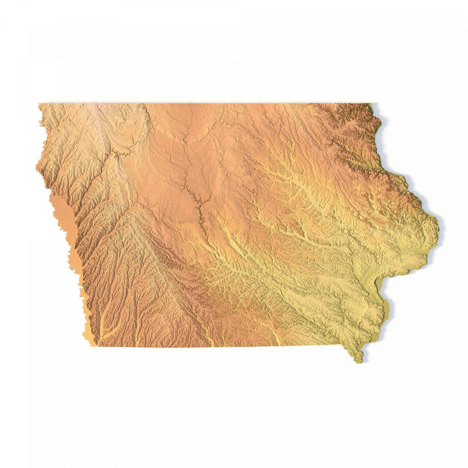 Iowa Topographic Map STL Model 3D Print Model .c4d .max .obj .3ds .fbx .stl .blend 