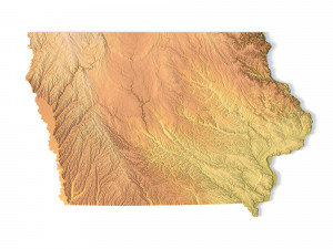 Iowa Topographic Map STL Model 3D 프린트 모델