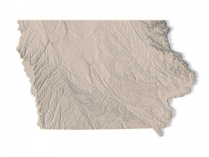 Iowa Topographic Map STL Model Modèles 3D en vedette