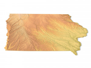 Iowa Topographic Map STL Model Modèles 3D en vedette