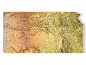 캔자스 지형도 STL 모델 3D 프린트 모델