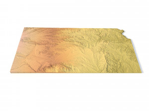 Kansas Topographic Map STL Model 3D Print Model