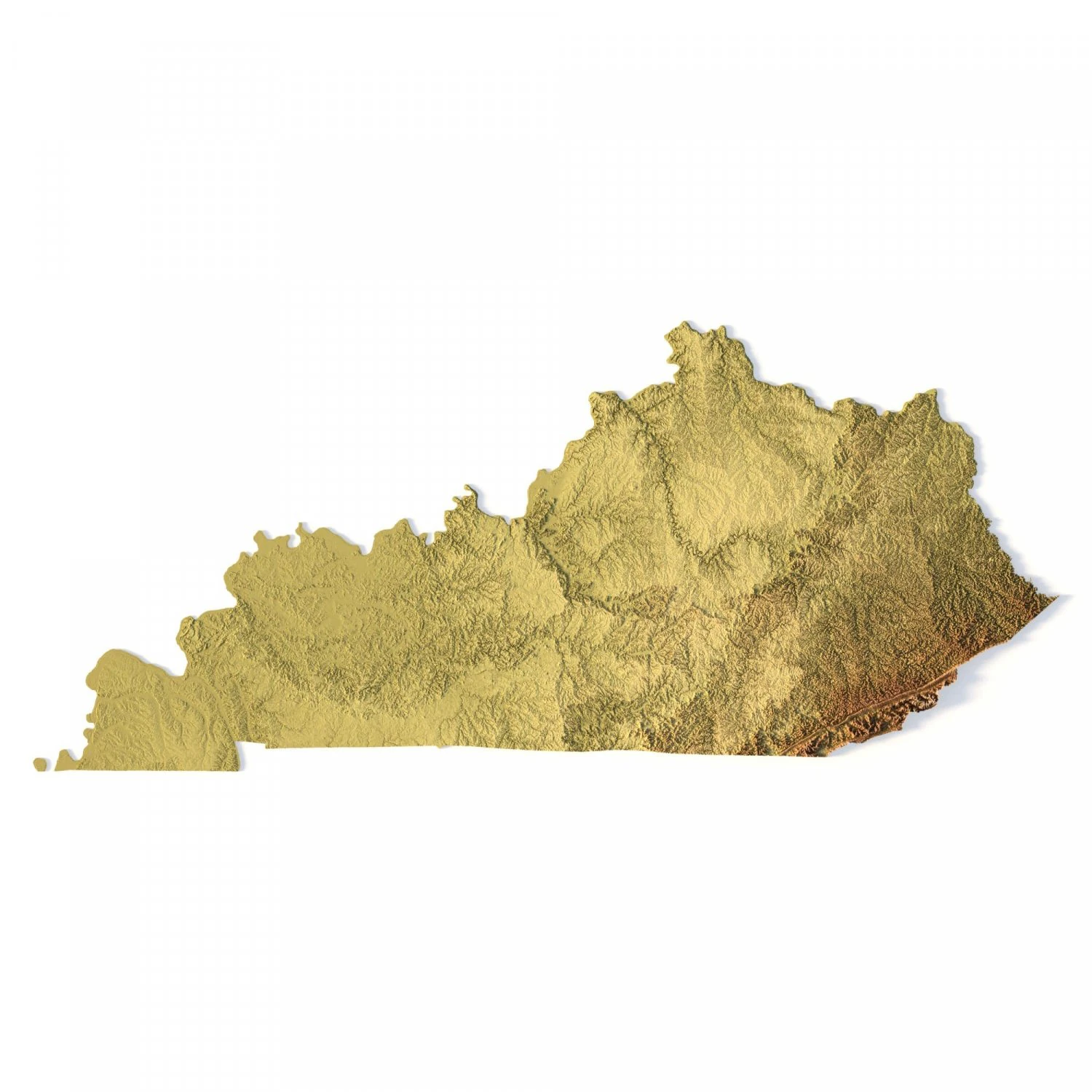 Kentucky Topographic Map STL Model 3D Print Model .c4d .max .obj .3ds .fbx .stl .blend 