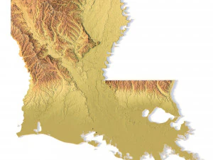 Modelo STL do mapa topogr&aacute;fico da Louisiana Modelo de Impressão 3D