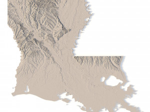 Lousiana Topographic Map STL Model Modèles 3D en vedette