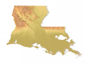 Lousiana Topographic Map STL Model 3D Print Model