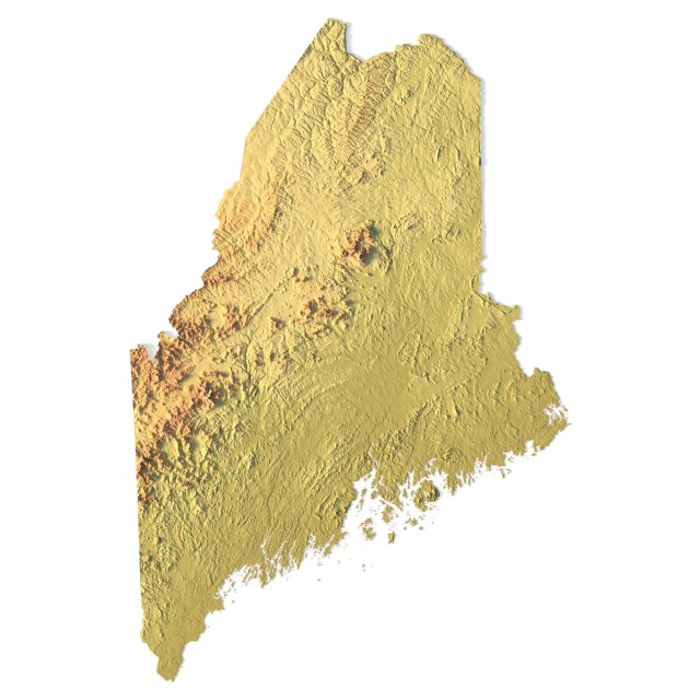Maine Topographic Map STL Model 3D Print Model .c4d .max .obj .3ds .fbx .stl .blend