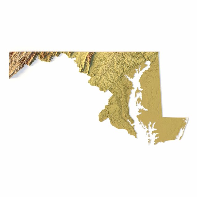 Maryland Topographic Map STL Model 3D Baskı Modeli .c4d .max .obj .3ds .fbx .stl .blend