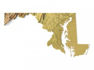 Modelo STL do mapa topogr&aacute;fico de Maryland Modelo de Impressão 3D