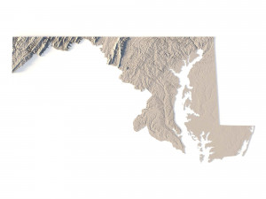 Maryland Topographic Map STL Model 3D Baskı Modeli
