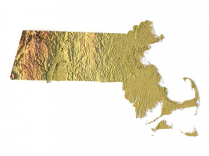 Modelo STL do mapa topogr&aacute;fico de Massachusetts Modelo de Impressão 3D