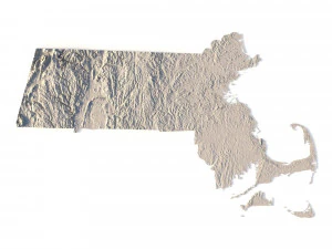 Massachusetts Topographic Map STL Model 3D Print Model
