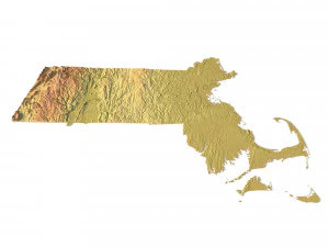 Massachusetts Topographic Map STL Model 3D Print Model