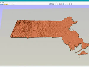 Massachusetts Topographic Map STL Model 3D Print Model