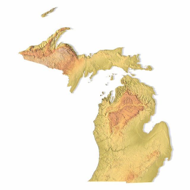 Michigan Topographic Map STL Model Model Cetak 3D .c4d .max .obj .3ds .fbx .stl .blend