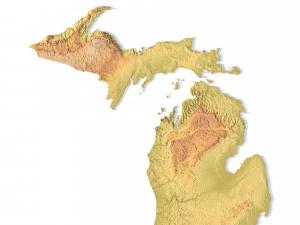 Modelo STL do mapa topogr&aacute;fico de Michigan Modelo de Impressão 3D