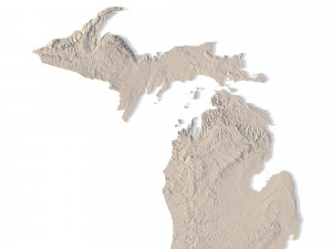 Michigan Topographic Map STL Model Model Cetak 3D