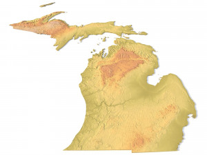 Michigan Topographic Map STL Model Model Cetak 3D