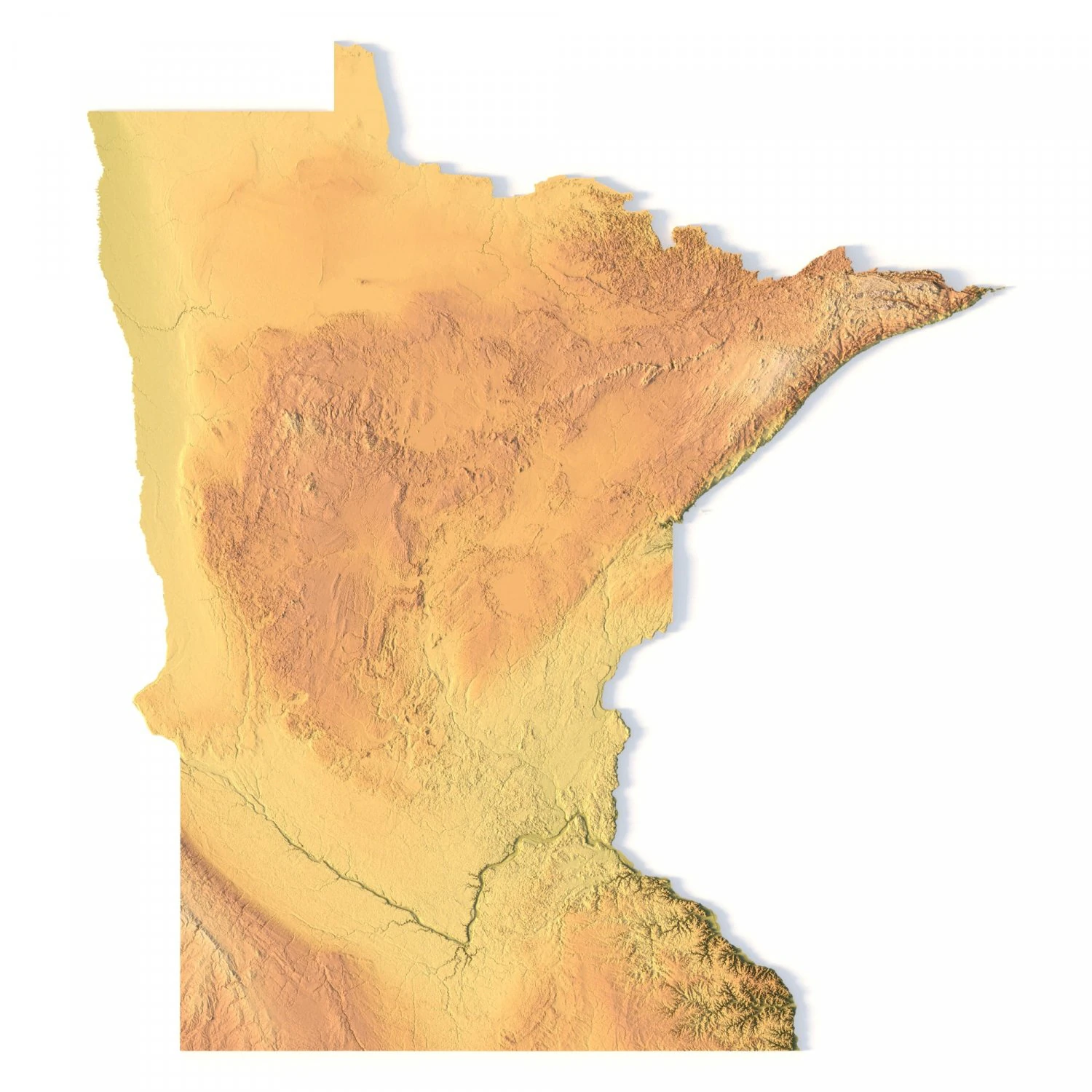 Minnesota Topographic Map STL Model 3D Print Model .c4d .max .obj .3ds .fbx .stl .blend 