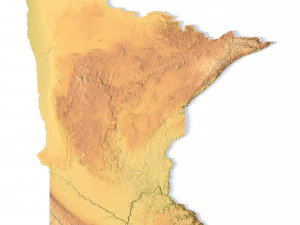 Modelo STL do mapa topogr&aacute;fico de Minnesota Modelo de Impressão 3D