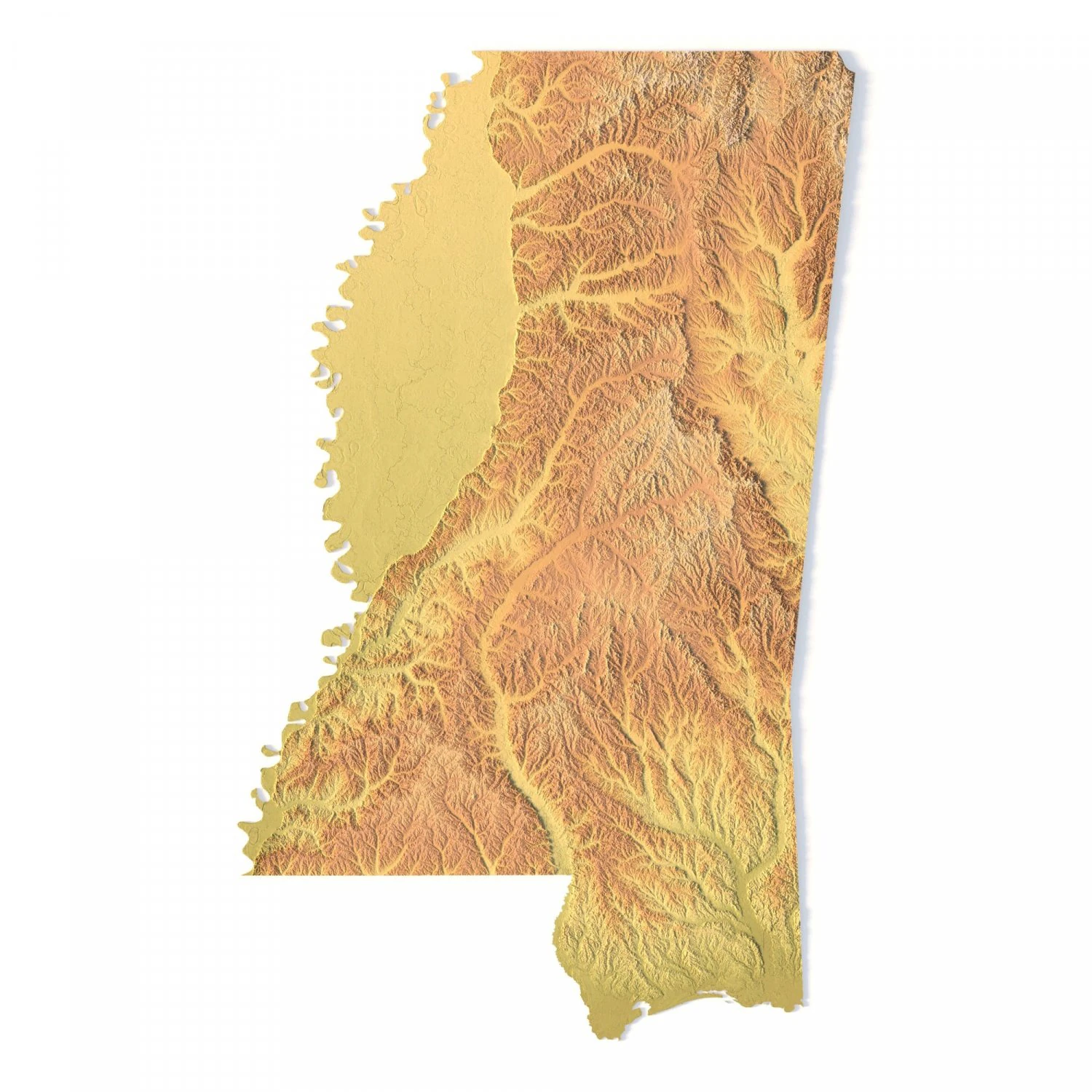 Mississippi Topographic Map STL Model 3D Print Model .c4d .max .obj .3ds .fbx .stl .blend
