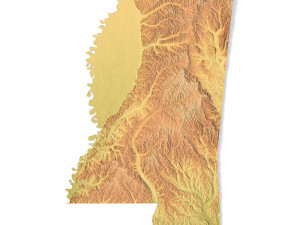 Mississippi Topographic Map STL Model 3D 프린트 모델