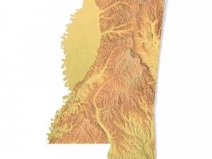 Modelo STL do mapa topogr&aacute;fico do Mississippi Modelo de Impressão 3D