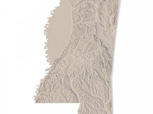 Mississippi Topographic Map STL Model 3D Baskı Modeli