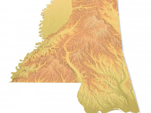 Mississippi Topographic Map STL Model 3D Print Model