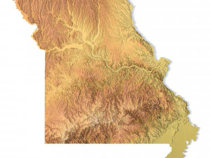 Modelo STL do mapa topogr&aacute;fico do Missouri Modelo de Impressão 3D