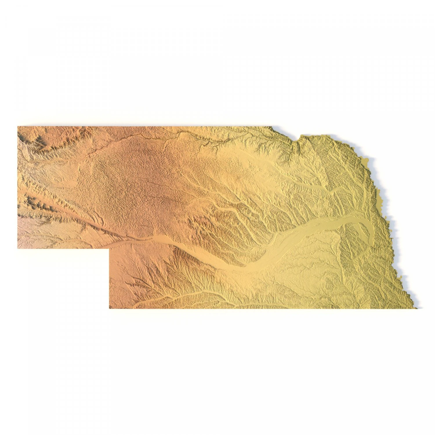 Nebraska Topographic Map STL Model 3D Print Model .c4d .max .obj .3ds .fbx .stl .blend