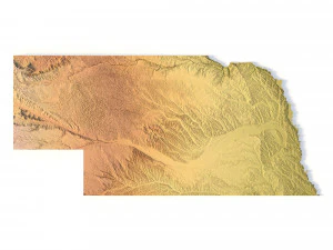 Modelo STL do mapa topogr&aacute;fico de Nebraska Modelo de Impressão 3D
