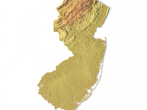 Modelo STL do mapa topogr&aacute;fico de Nova Jersey Modelo de Impressão 3D