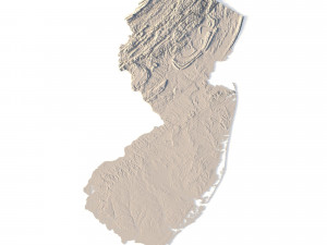 New Jersey Topographic Map STL Model 3D Print Model