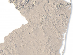 New Jersey Topographic Map STL Model 3D Print Model