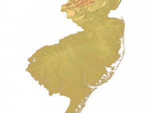 New Jersey Topographic Map STL Model 3D Print Model