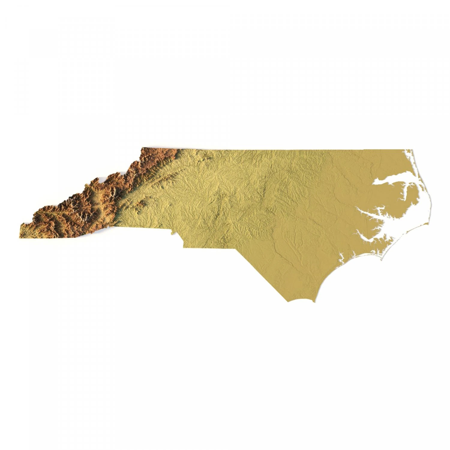 North Carolina Topographic Map STL Model 3D Print Model .c4d .max .obj .3ds .fbx .stl .blend