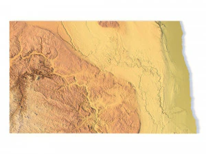 Modelo STL do mapa topogr&aacute;fico da Dakota do Norte Modelo de Impressão 3D