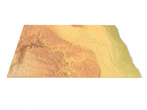 North Dakota Topographic Map STL Model Modelo de Impressão 3D