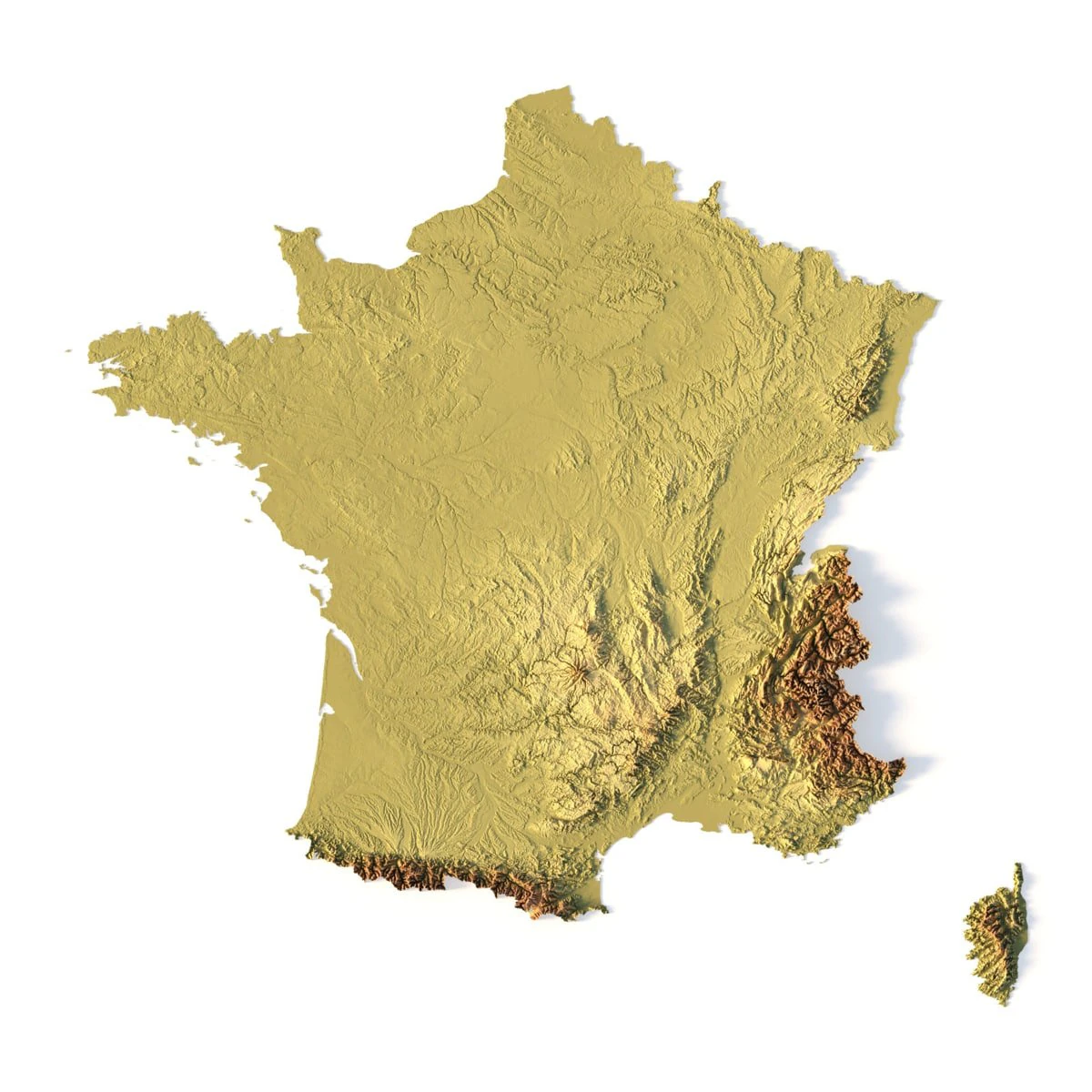 France Terrain for CNC Printing and Design 3D Print Model .c4d .max .obj .3ds .fbx .stl .blend