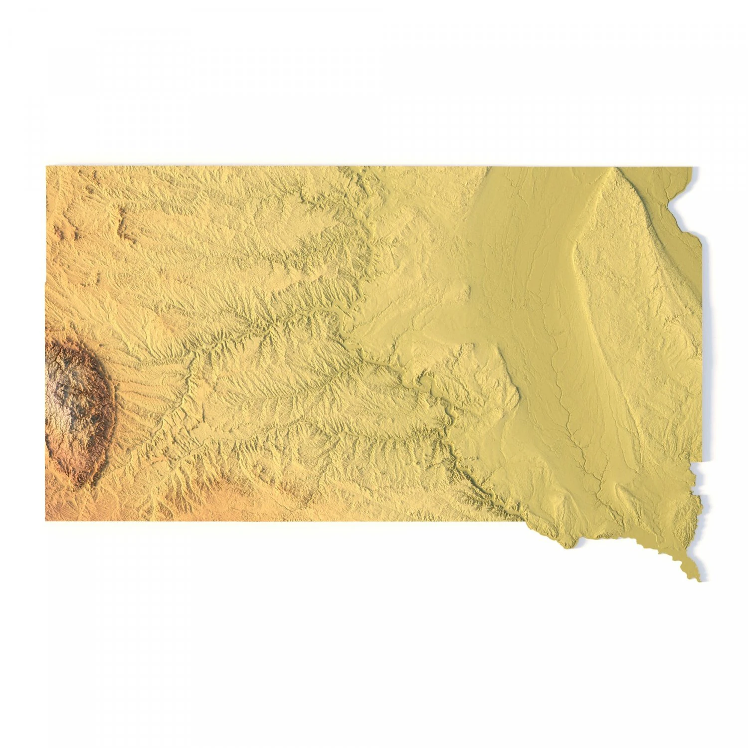 State of South Dakota STL 3D Print Model .c4d .max .obj .3ds .fbx .stl .blend 