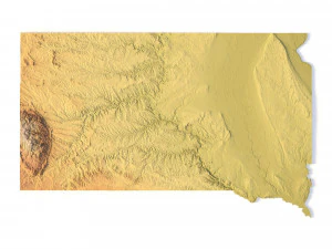 STL do estado de Dakota do Sul Modelo de Impressão 3D