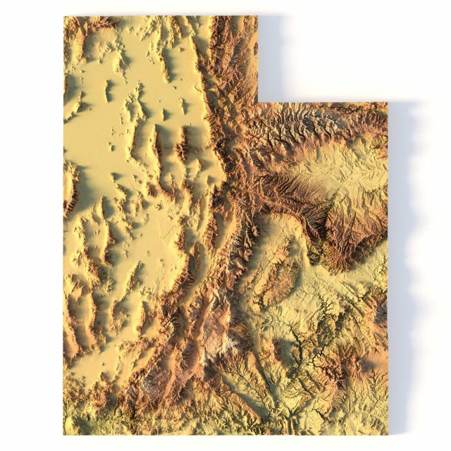 State of Utah STL 3D Print Model .c4d .max .obj .3ds .fbx .stl .blend 