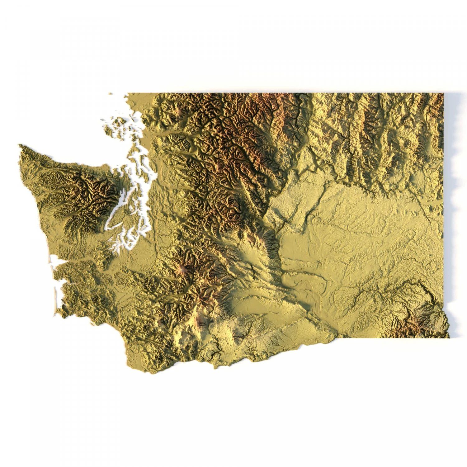 State of Washington STL 3D Print Model .c4d .max .obj .3ds .fbx .stl .blend 