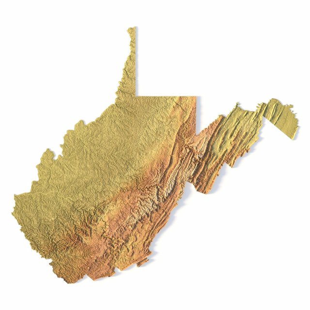 State of West Virginia STL Modello di stampa 3D .c4d .max .obj .3ds .fbx .stl .blend 