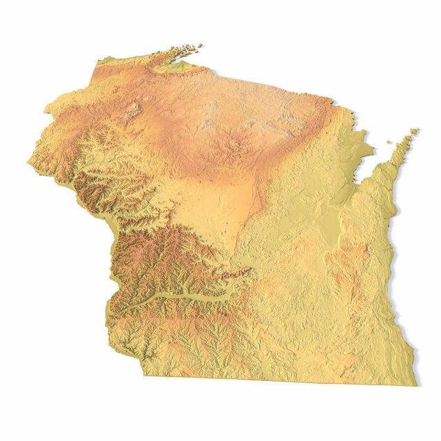 State of Wisconsin STL Modèles 3D en vedette .c4d .max .obj .3ds .fbx .stl .blend 