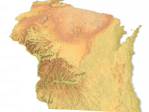 Estado de Wisconsin STL Modelo de Impressão 3D
