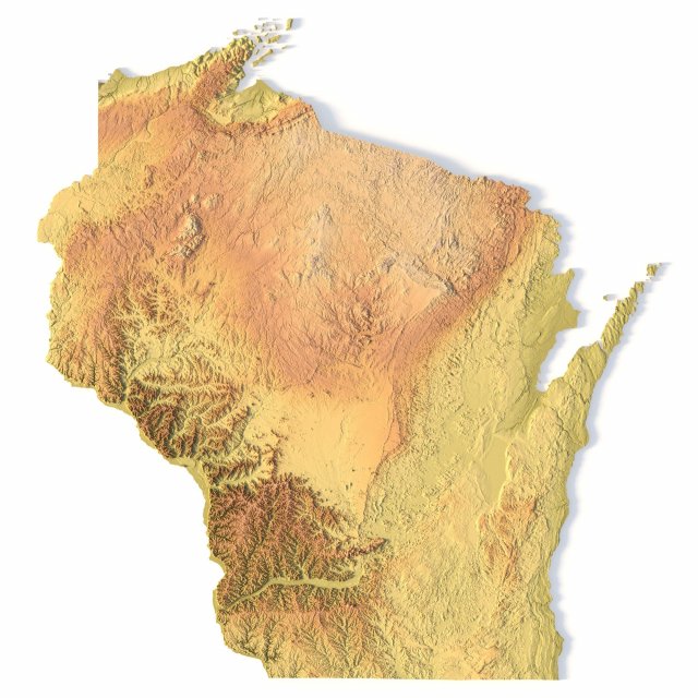 State of Wisconsin STL 3D Print Model .c4d .max .obj .3ds .fbx .stl .blend 