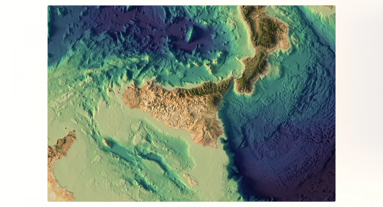 3D relief of the island of Sicily without water C4D FBX OBJ STL 3D Model .c4d .max .obj .3ds .fbx .stl .blend 